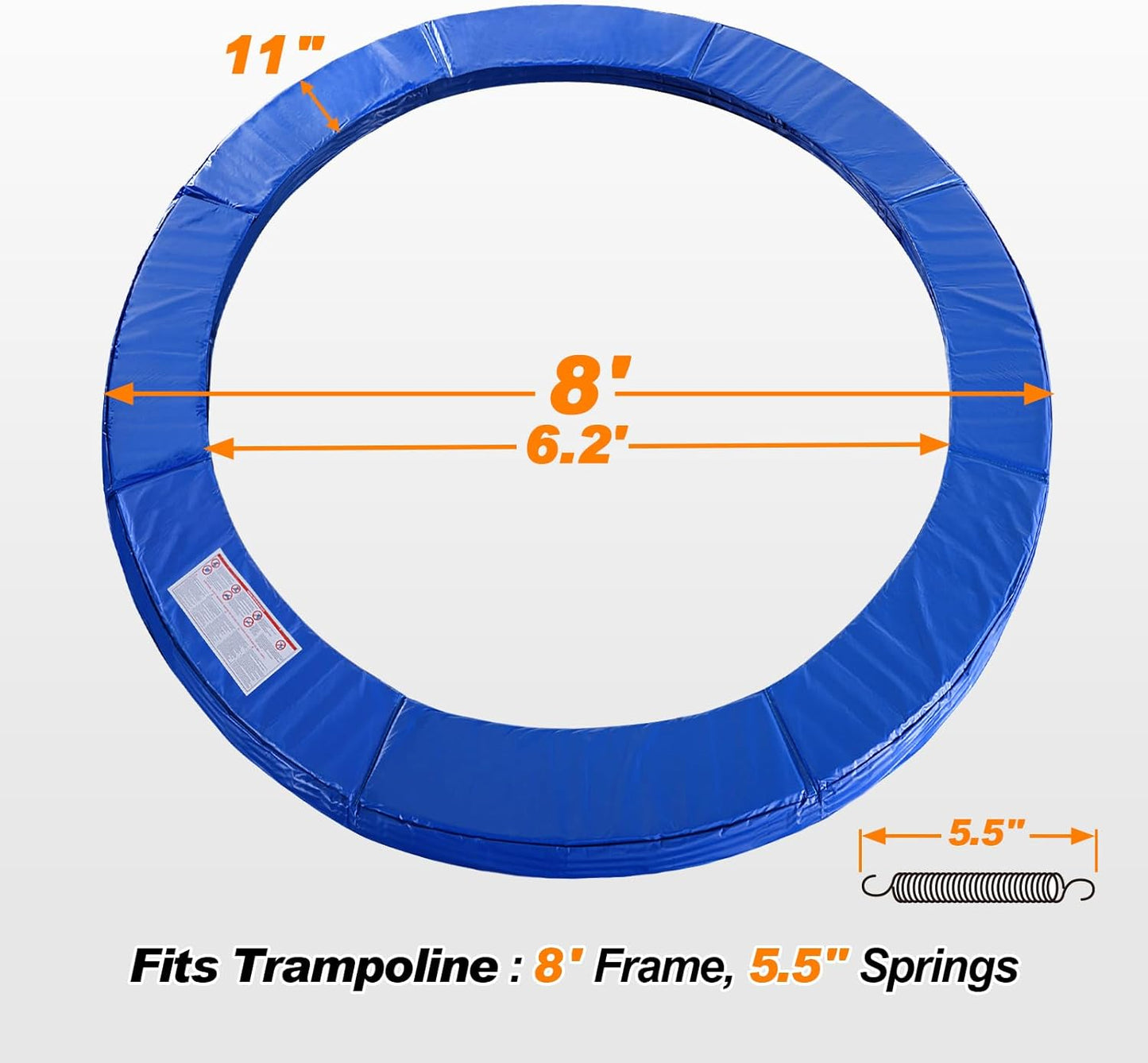 Trampoline Pad Replacement 16 15 14 13 12 10 8 Foot, Waterproof Safety Spring Cover round Frame Pad, No Hole for Pole